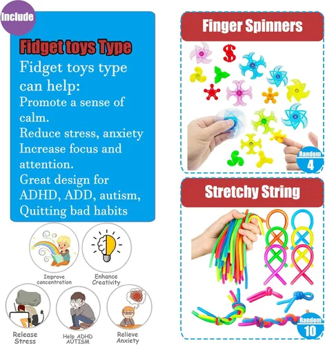 Vista 4 de 112 juguetes Pop Party Favors para niños, juguetes antiestrés de primera calidad para niños de todas las edades, surtido de rellenos de piñata
