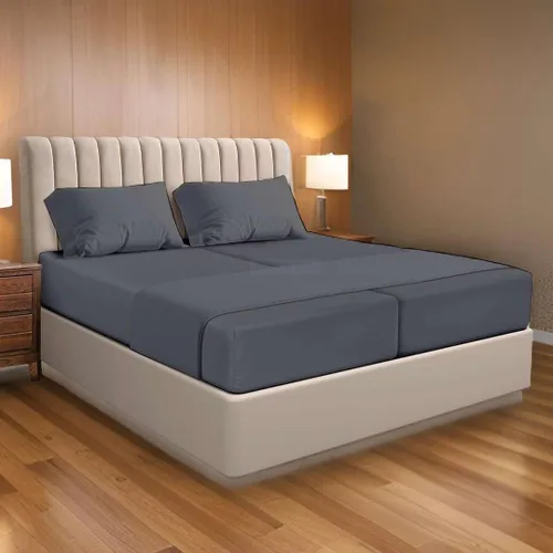 Vista 16 de Ready To Rest Juego de sábanas 100% algodón egipcio dividido tamaño Queen para cama ajustable de 5 piezas, se adapta a colchones de hasta 16