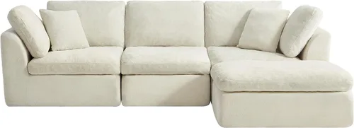 Vista 4 de CHITA Sofás seccionales Cloud de 108 pulgadas para sala de estar, sofá deshuesado en forma de L con otomana, sofá modular de 3 plazas, color crema