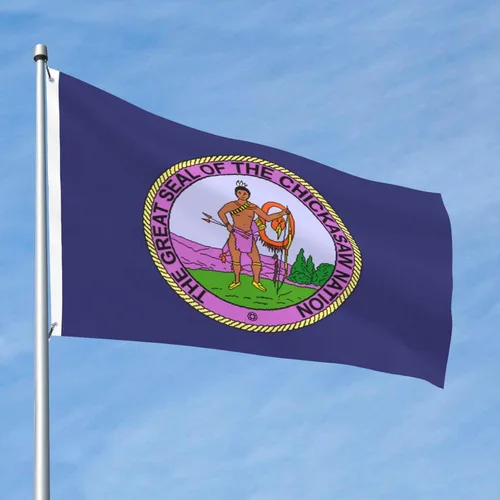 Vista 2 de Bandera de la nación Chickasaw de 2 x 3 pies, poliéster duradero de doble cara, divertida pancarta decorativa para exteriores, bandera de bienvenida