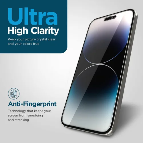 Vista 5 de Case-Mate Protector de pantalla para iPhone 14 Pro Max de 6.7 pulgadas, vidrio templado antiarañazos con protección contra roturas, película
