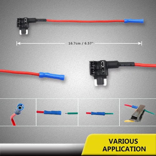 Vista 4 de Recoil FT3-10 Paquete de 10 adaptadores de grifo de fusible de 12 V para automóvil Add-a-Circuit Adaptador ACN Blade de perfil bajo Mini fusible