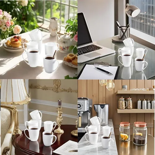 Vista 5 de Chulan Tazas de Café de Porcelana Fina de Hueso Blanca Delgada con Más del 45% de Contenido de Hueso 10 oz, Tazas de Porcelana Ligeras para Espresso