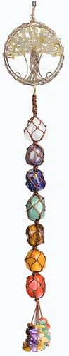 Vista 28 de Árbol de la vida hecho a mano con 7 piedras de chakras, cristales curativos, adorno colgante para decoración del hogar