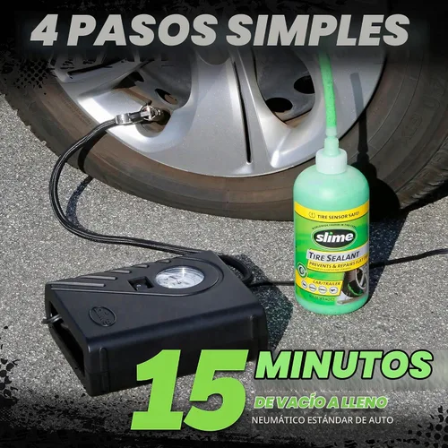 Vista 4 de Slime Kit de reparación de neumáticos de emergencia con sellador y bomba de inflado de neumáticos