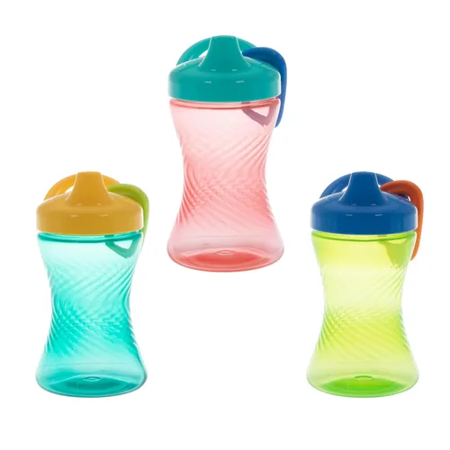 Vista 2 de Nuby Vaso antiderrames con boquilla dura de fácil agarre, de 10 onzas, para bebés de 6 meses, color verde/rojo/azul (paquete de 36)