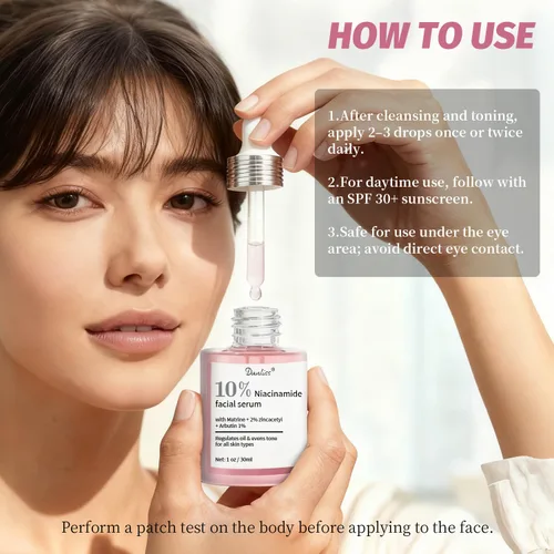 Vista 6 de Suero de niacinamida 10% + zinc 2% – Suero facial iluminador con ácido hialurónico y arbutina para piel nutrida, equilibrada y propensa – 1 onza