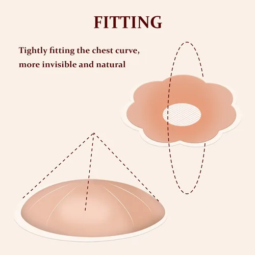 Vista 6 de Pasties - Cubierta para pezón para mujer, reutilizable, invisible, adhesiva, de silicona, para pezones, redondo, color piel