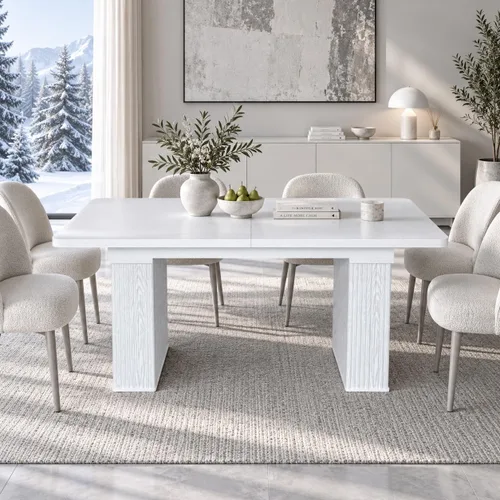 Vista 13 de Mesa de comedor extensible ovalada de 62.99 a 78.7 pulgadas para 6, 8 y 10, moderna mesa expandible de cocina de madera de granja, mesas de Negro