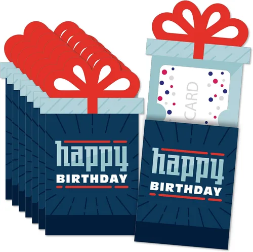 Vista 11 de Big Dot of Happiness Juego de 8 fundas para tarjetas de regalo y dinero para fiestas de cumpleaños para adultos, doradas, para tarjetas de regalo