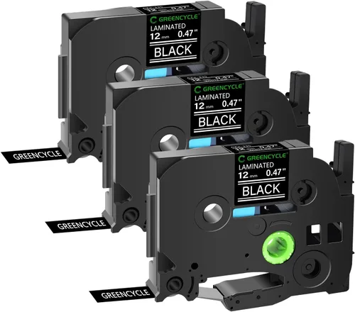 Vista 12 de GREENCYCLE Compatible para cinta de etiqueta Brother P-Touch TZe-111 TZe-211 TZe-315 6mm 0.23" laminada TZe TZ 1/4 pulgada negra sobre claro/blanco