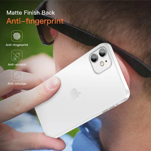 Vista 6 de Funda delgada compatible con iPhone 12, con acabado mate fino como papel, antihuellas dactilares y no se pone amarillenta, funda ultra protectora