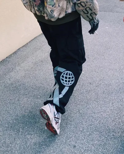 Vista 7 de Menos dos pantalones holgados retro Hip hop Rock Punk Jeans Cargos piernas anchas cintura alta Hip Hop Pantalones de jogging sueltos Streetwear