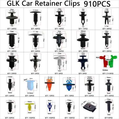 Vista 2 de Kit de 910 piezas de clips de retención de empuje para automóvil, kit de sujetadores de plástico con 27 de los tamaños más populares, clips de panel