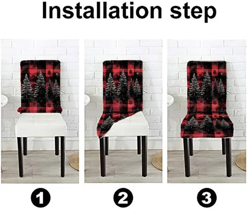 Vista 182 de CAPSCEOLL Christmas Dining Chair Covers,Snowflakes Festive Winter Pattern Stretch Chair Covers for Dining Room Set of 2 Washable Spandex Parson