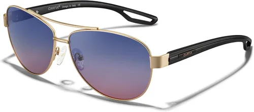Vista 14 de CARFIA Aviator Polarized Sunglasses for Women UV400 Protection CA3210 Lente degradado azul