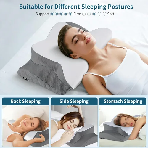 Vista 6 de Almohada Cervical de Cuello - Almohada de Cama Ergonómica para Alivio del Dolor de Cuello, Almohada Ortopédica de Contorno para Dormir de Lado