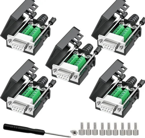 Vista 11 de 2 adaptadores hembra DB9, fácil de usar, cable serie RS232/485, no necesita soldadura, conectores serie DB9 con pernos, tuercas, tubos traseros
