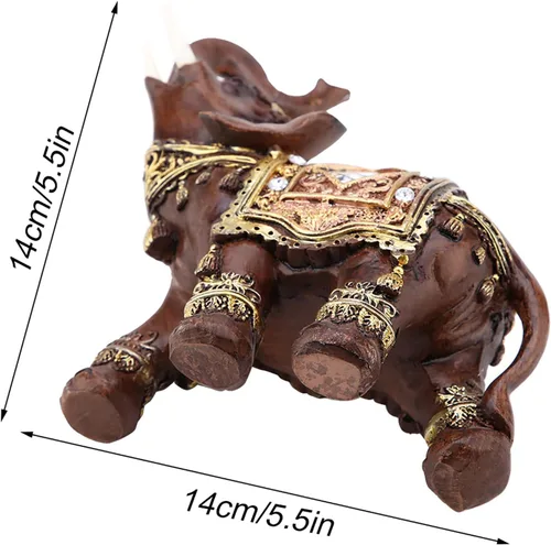 Vista 3 de Hilitand Lucky Wealth - Estatua de elefante, escultura de grano de madera de Feng Shui, decoración de escritorio para el hogar, regalo (L)