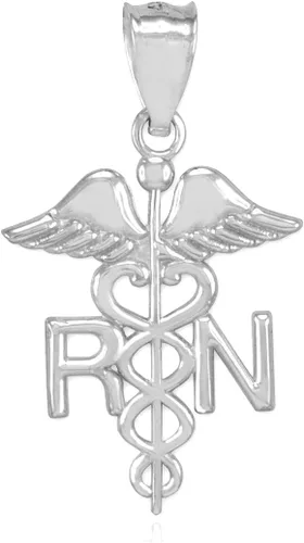 Vista 2 de Collar con colgante de plata de ley 925 con caduceo RN