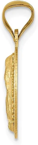 Vista 2 de Diamond2Deal Colgante circular de oro amarillo pulido de 14 k y dama de Guadalupe para mujer (L- 0.515 in W- 0.506 in), Metal, No es una piedra