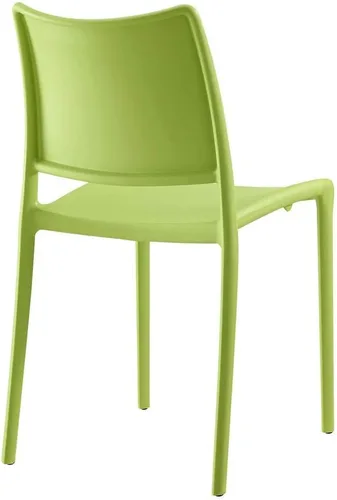 Vista 4 de Modway Hipster contemporáneo moderno moldeado plástico apilamiento dos sillas de comedor en verde