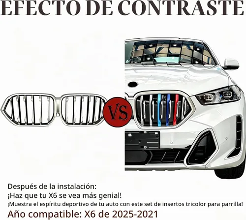 Vista 2 de Insertos de parrilla automotriz para BMW X6 G06 2026-2020 de 6 haces (no para parrilla doble X6), accesorios de parrilla delantera