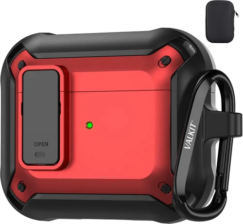 Vista 20 de Valkit Funda para Airpods Pro 2 con cerradura, funda militar de cuerpo completo para AirPod Pro rígida con llavero, funda para Airpods Pro de 2ª/1ª