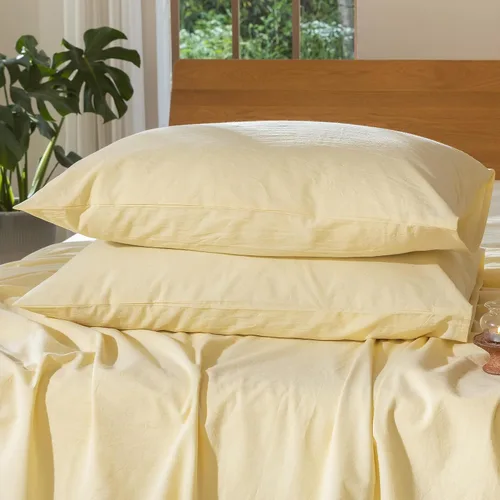 Vista 21 de MooMee Juego de 2 fundas de almohada de cuadros 100% algodón lavado con textura parecida al lino, transpirable, duradera, suave y cómoda