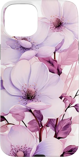 Vista 9 de Funda para iPhone 17, diseño de flores de magnolia rosa y morado lavanda