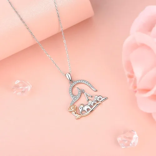 Vista 5 de ACJNA 925 Sterling Silver Elephant Necklaces for Women Mother Daughter Rose Flower Initial A Letter Heart Necklace Pendant Jewelry Elephant Gifts