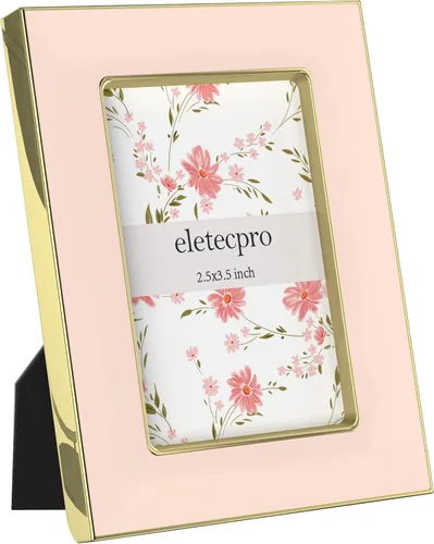 Vista 44 de eletecpro 4x6 Enamel Picture Frame with Real Glass Cover, Pink, 1-Pack Rosa con oro