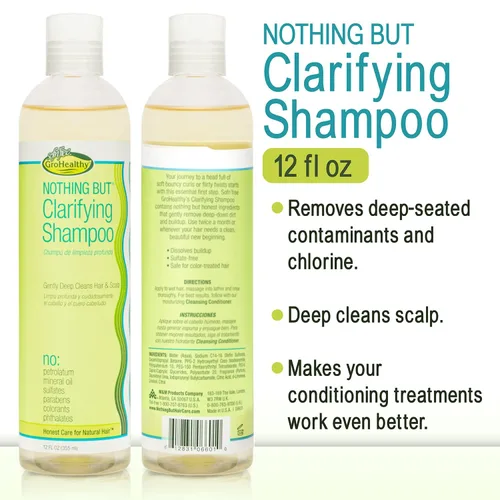 Vista 2 de Champú clarificante sin sulfato desintoxicante para cabello natural, champú para el cabello, elimina la acumulación, 12 onzas, paquete de 1