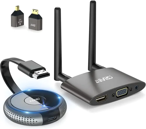 Vista 9 de TIMBOOTECH Transmisor y receptor HDMI inalámbrico 4K, USB C a HDMI inalámbrico, Plug & Play, VGA y HD pantallas duales, transmisión de video 5.8G