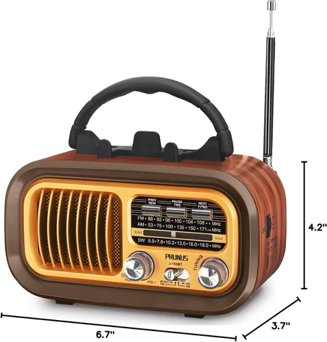 Vista 7 de PRUNUS Altavoz Bluetooth de radio J150 Vintage/retro, Radio AM FM con Bluetooth, Radio Bluetooth, Soporte TF tarjeta/reproducción USB, TWS, Radio