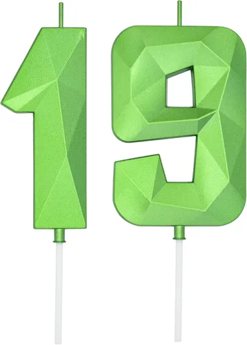 Vista 40 de DERVENTA Vela Grande de Cumpleaños Número 3D Verde Luminoso de 3.7 Pulgadas Celebración de Fiesta Aniversario Decoración Adorno para Pastel 1 Pieza