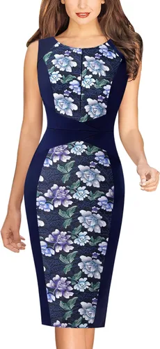 Vista 2 de VFSHOW - Vestido tipo tubo con cremallera frontal para mujer, para el trabajo, oficina, negocios, fiesta o cóctel