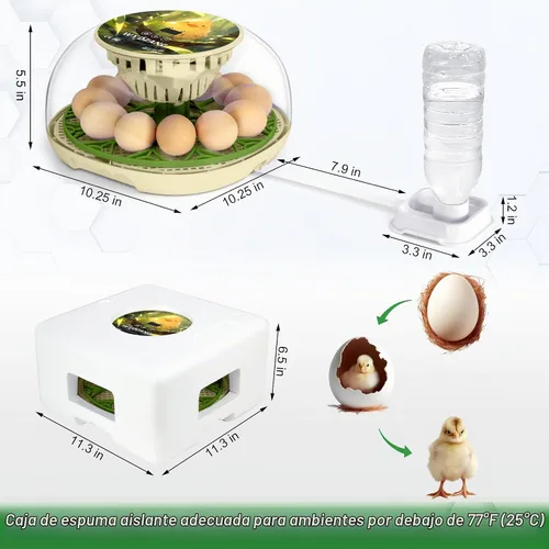 Vista 7 de Incubadoras inteligentes de pollo para incubar huevos con volteador automático, aves, pato, codorniz, incubadora de 12 huevos, pantalla de control