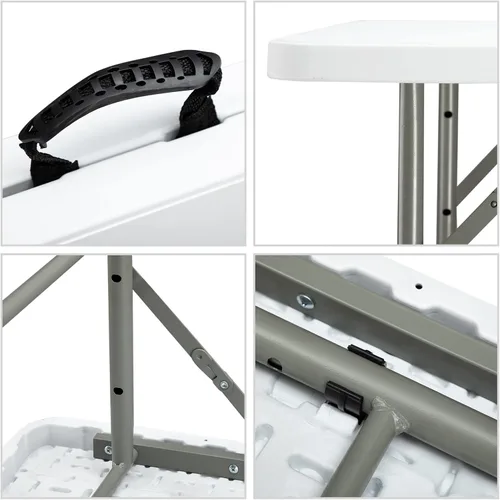 Vista 8 de ALIMORDEN Mesa de picnic plegable de altura ajustable de 4 pies, mesa de comedor de plástico de 48 pulgadas, mesa comercial para eventos, mesa