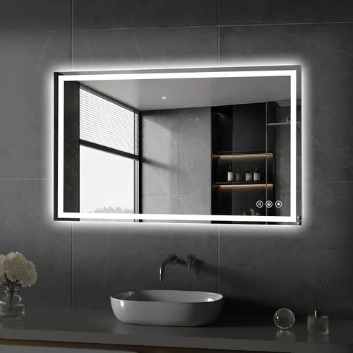 Vista 19 de Koonmi Espejo de baño LED 38x26 con luz, antivaho y 3