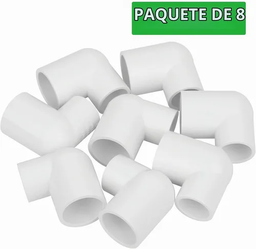 Vista 6 de Paquete de 8 accesorios de tubería de PVC de 1 pulgada x 3/4 pulgadas con codo de 90 grados (enchufe x zócalo) Schedule 40 PVC Slip Reductor 90°