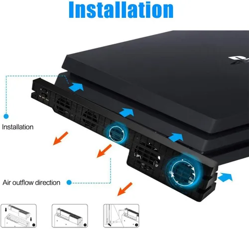 Vista 4 de Linkstyle Cooling Fan for PS4 PRO, USB External Cooler 5 Fan Turbo Temperature Control Compatible with Sony Playstation Pro Gaming Console
