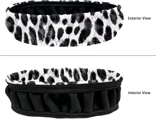 Vista 6 de Funda para espejo retrovisor de automóvil con estampado de vaca negro, protector de espejo retrovisor automático elástico