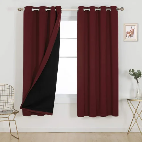 Vista 56 de Deconovo cortinas blackout 100 % con forro totalmente negro con aislamiento térmico de doble capa, oscurecimiento de la habitación, ahorro