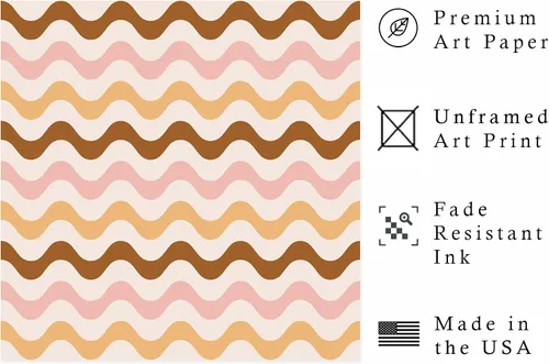 Vista 2 de Ethan Taylor Abstract Wall Art Prints Unframed Square Posters 'Retro 70s Hippie Chevron Pattern III' Retro Home Décor for Living Room, Bedroom