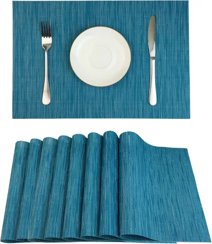 Vista 20 de WAZAIGUR Juego de 4 manteles individuales para mesa de comedor, resistentes al calor, lavables, manteles individuales de vinilo tejido, fáciles