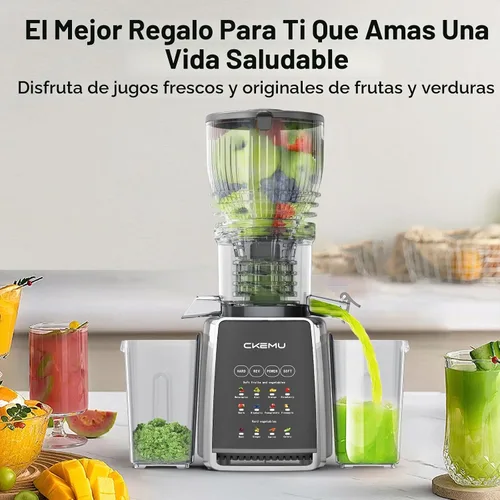 Vista 8 de Exprimidor de prensa en frío – Conducto de alimentación extra ancho de 5.8 pulgadas Máxima retención de nutrientes Exprimidor de masticación