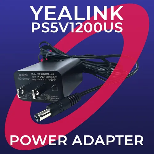 Vista 2 de Yealink - Adaptador de corriente de 5 voltios y 1.2 amperios, teléfonos compatibles con Yealink - T53, T53W, T26P, T27, T28P, T34W, T41P, T42G