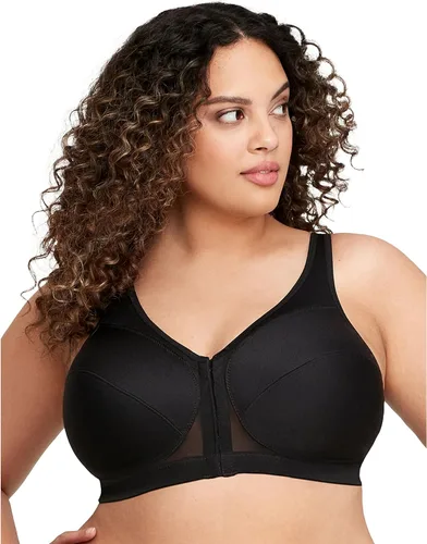 Vista 8 de Glamorise Full Figure Plus Size MagicLift Bra de cierre frontal con soporte postural, sin aros #1265 Negro
