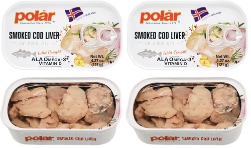 Vista 11 de MW Polar Hígado de bacalao ahumado en aceite, 4.27 onzas, capturado en la naturaleza, rico en omega-3, listo para comer, mariscos de alta calidad